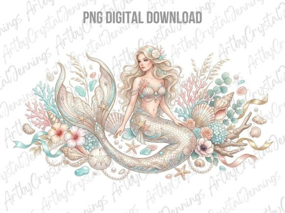 Download Fantasy Boho Mermaid Floral PNG - Floral png Collection
